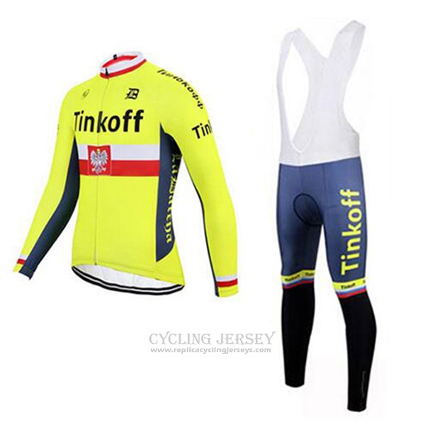 2017 Cycling Jersey Tinkoff Yellow Long Sleeve and Bib Tight